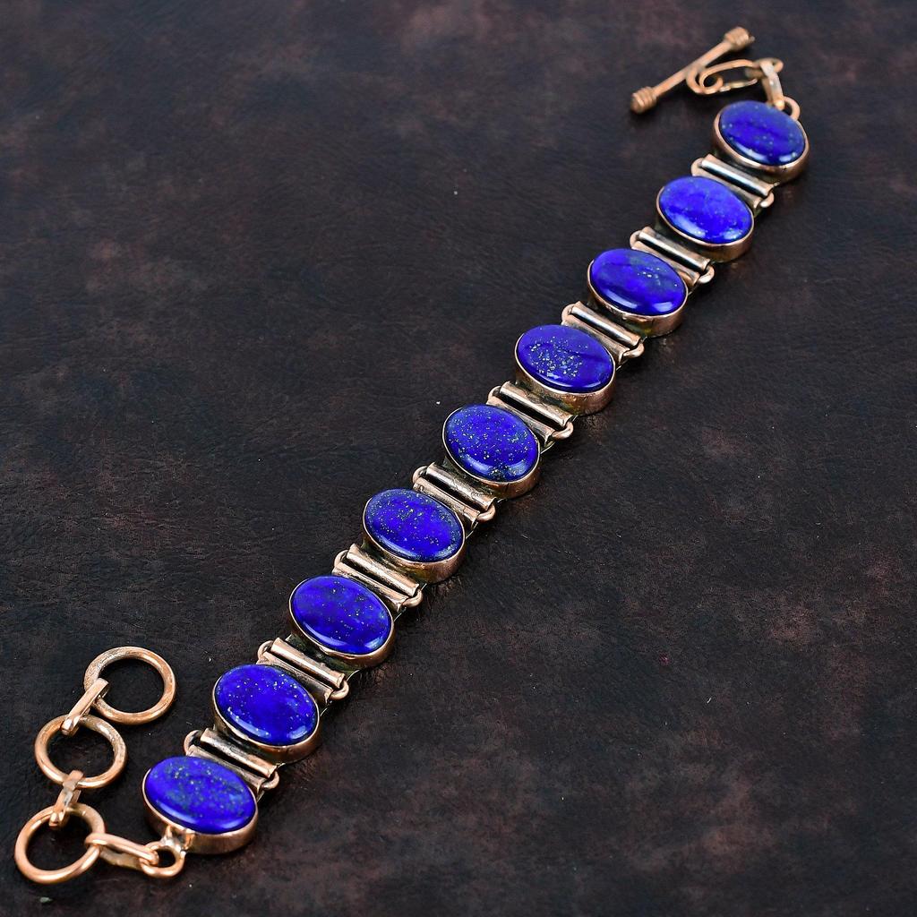 Браслет из лазурита медный браслет браслет с регулируемой цепочкой браслет из драгоценного камня высшего качества медные украшения подарки для нее браслет ручной работы