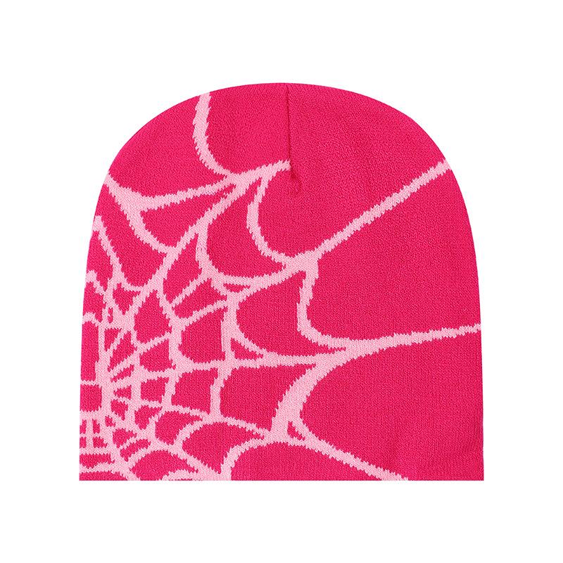 Hip Hop Spider Web Jacquard Knit Thick Warm Cold Resistant Winter Beanie Hat
