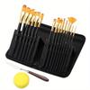 15Pcs Oil Paint Brushes Set Various Size Nylon Hair Wood Grip DIY Colored Drawing Watercolor Acrylic Art Supplies
