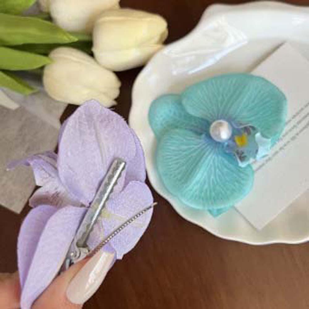 Thai Style Orchid Flower Hairpin Sweet Women Side Clip Butterfly Orchid Hair Clip Beach