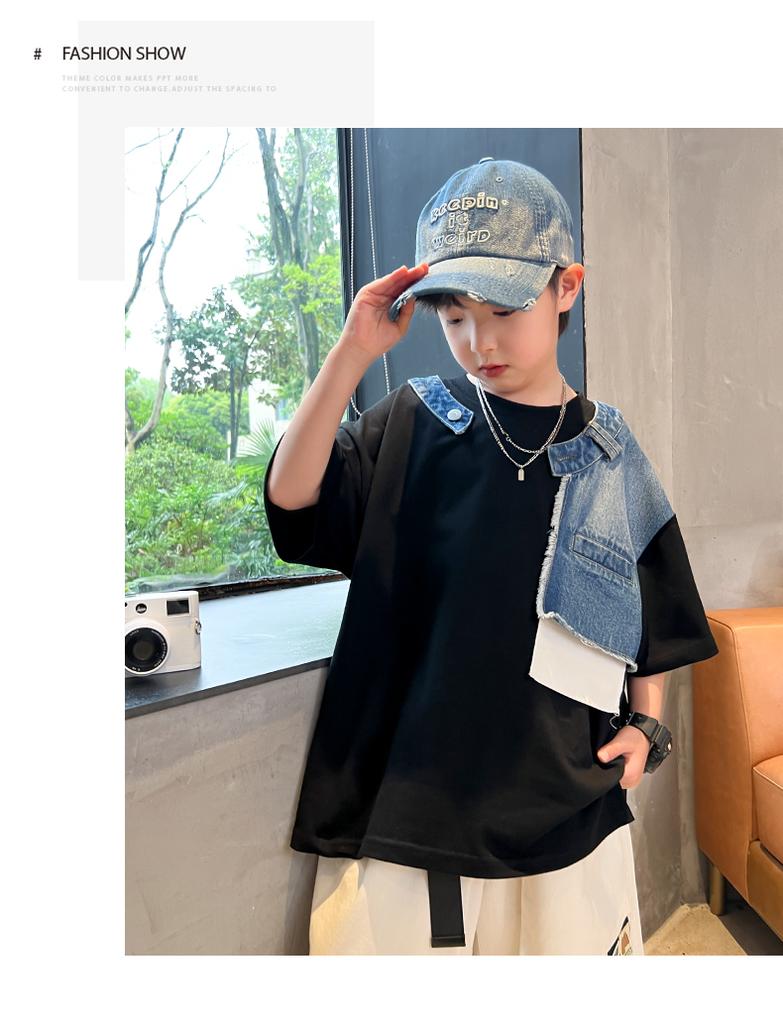 Boys' summer clothes short sleeved T-shirt 2026 new children's summer top, mid size children's summer style, cool and trendy, explosive street trend