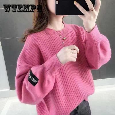 Белый мохеровый утепленный свитер с воротником на осень-зиму, милый модный повседневный однотонный свитер с рукавами-фонариками