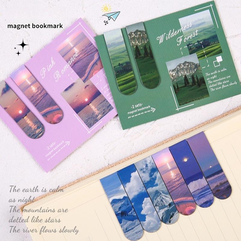 16 шт. Магнитные закладки для книг Clear Sky, красивые пейзажи, мини-зажимы для страниц, уникальный подарок для чтения