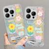 Applicable To Apple 15 Mobile Phone Case Iphone14/13 Frog Flower Stand 12 Feather Yarn IMD Full Cover 11 Large Hole Women