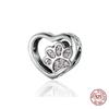 100 %925 Sterling Silver Charms Heart -Shaped Cat Paw Beads Fit Fashion Charm Bracelet Making For Women Diy Fashion Jewelry