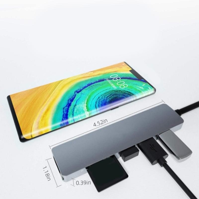 8-в-1 USB C Док-станции USB C Хабы с HDMI 4K30Hz PD55W для Ноутбуков Планшетов / SD-кардридер Быстрая Зарядка