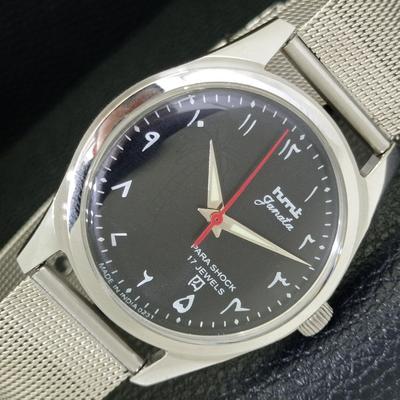 ИНДИЙСКИЕ ВИНТАЖНЫЕ ЧАСЫ HMT JANATA С РУЧНЫМ ЗАВОДОМ, МУЖСКИЕ, АРАБСКИЕ, ЧЕРНЫЙ ЦИФЕРБЛАТ, a441032-4