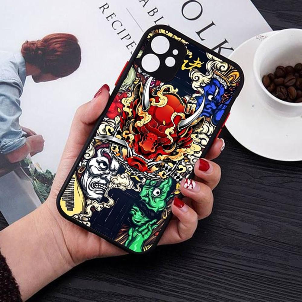 Samurai Oni Mask Phone Case For IPhone 18 14 11 12 13 Mini Pro Max 8 7 Plus X XR XS MAX Translucent Matte Cover