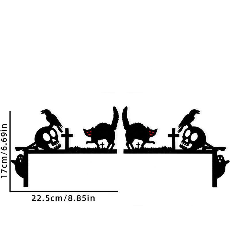 Мумия Надгробие Скелет Черный Кот Призрак Тыква Паутина Хэллоуин Дверная Рама Украшения