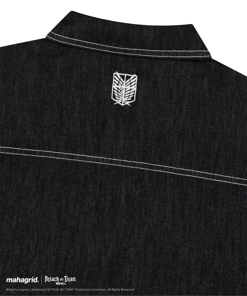 MAHAGRID [Attack On Titan] Sasageyo Denim Half Shirt Black(Mg2Gmmw342T)