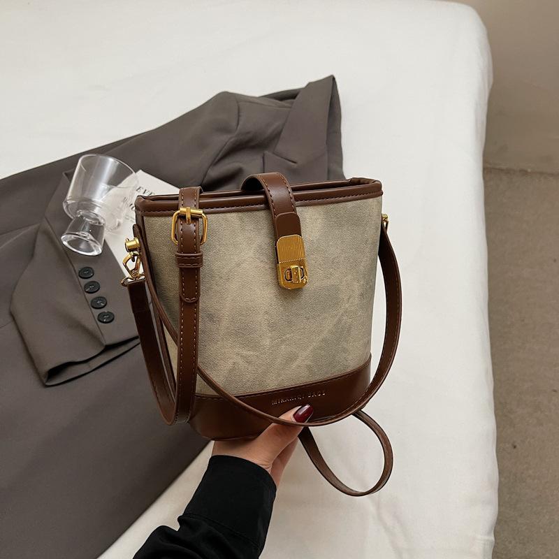 Customer Order Retro Casual Brown Texture Bucket Bag 2025 New Trendy Fashion Versatile Shoulder Bag Women's Messenger Bag