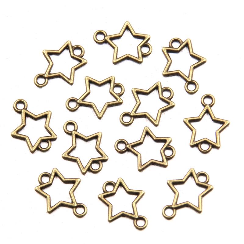 Изысканный сплав ретро полая звезда соединительный брелок - 2 цвета, 12x15 мм, хит продаж DIY ювелирный аксессуар