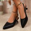 Fashion Women High Heel Sandals 2025 New Fashion Slip On Heels Women Pointed Toe Slingbacks Wedding Shoes Elegant Low Heels Dress Shoes