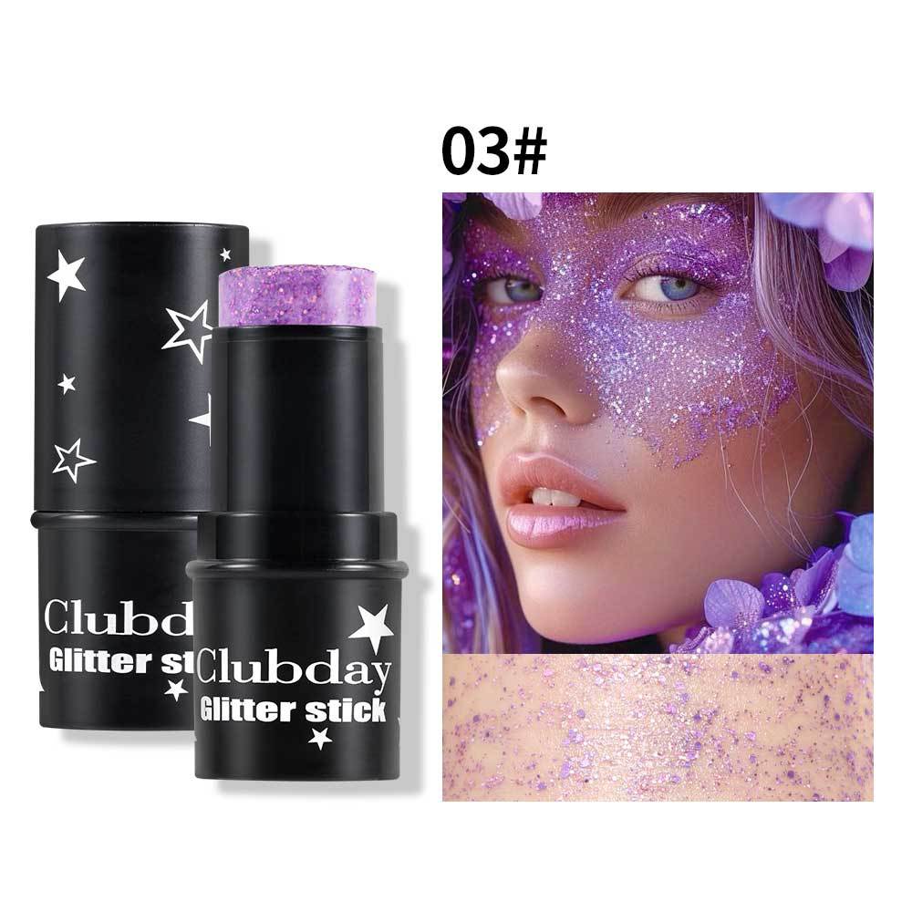 Clubday Glitter Sequin Stick Multi-Purpose Face Body Highlighter Shimmer Pigment Iridescent Makeup for Festival Rave Stage Party Eye Lip Body Art