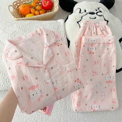 Милая пижама принцессы Ветер Звезда Облако Хлопок Женская летняя с короткими рукавами и брюками Домашняя одежда