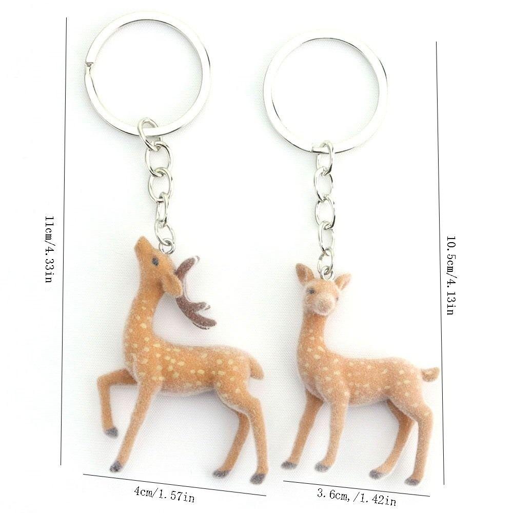 3D Design Deer Keychain Fluffy Texture Phone Charms Cute DIY Bead Case Christmas Gift