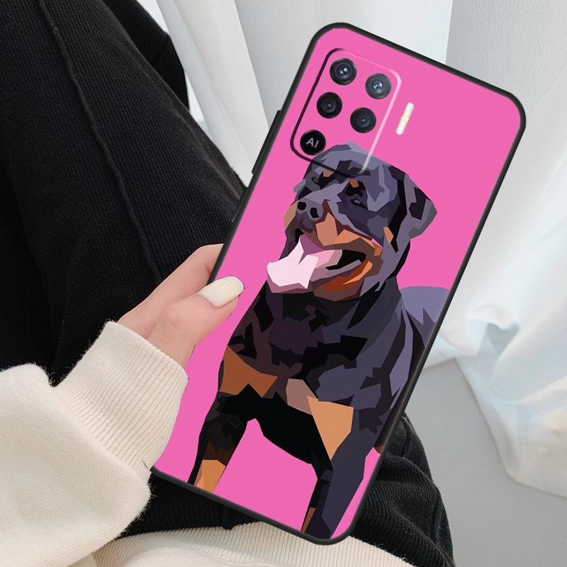 Cute Rottweiler Dog Case For Oppo A96 A76 A16 A60 A98 A58 A78 A18 A38 A80 A40 A77 A57 A17 A74 A54 A94 A15 A5 Pro