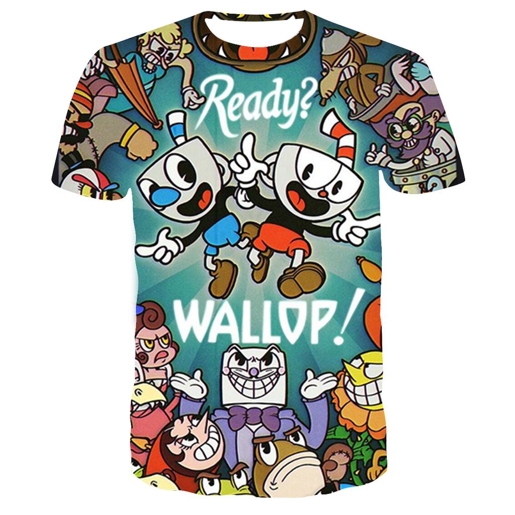 Детская футболка с 3D Cuphead Mugman, забавная одежда с принтом для девочек, детские топы для мальчиков, детская одежда, футболки для малышей, мужская и женская одежда, футболка