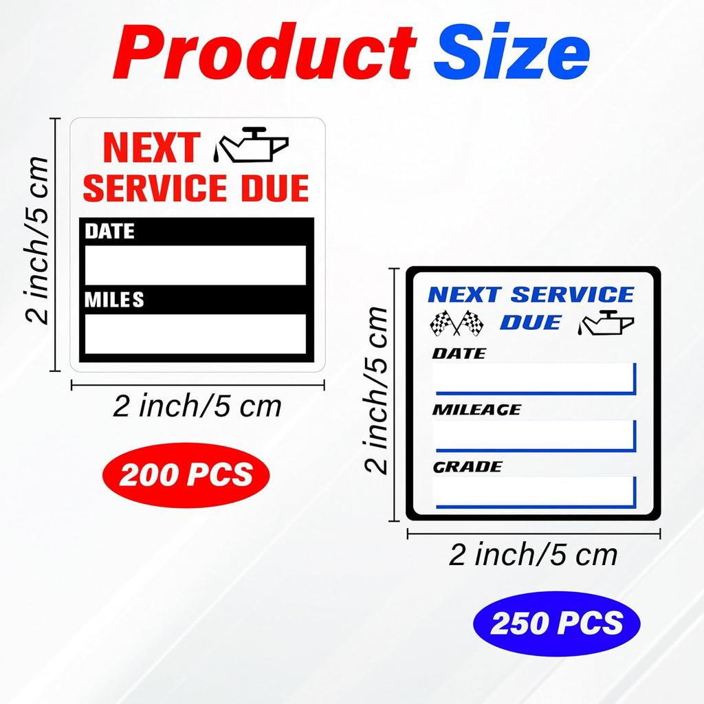 450 PCS Oil Change Stickers For Windshield, 2 Rolls  Oil Change Sticker, 2 X 2 Inches Next Service Due Sticker Labels, Removable Vinyl Stickers For