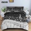 Комплект постельного белья Piano Duvet Cover Set из полиэстера с вращающимися музыкальными нотами для девочек, черно-белый нарядный комплект постельного белья с ретро-музыкой