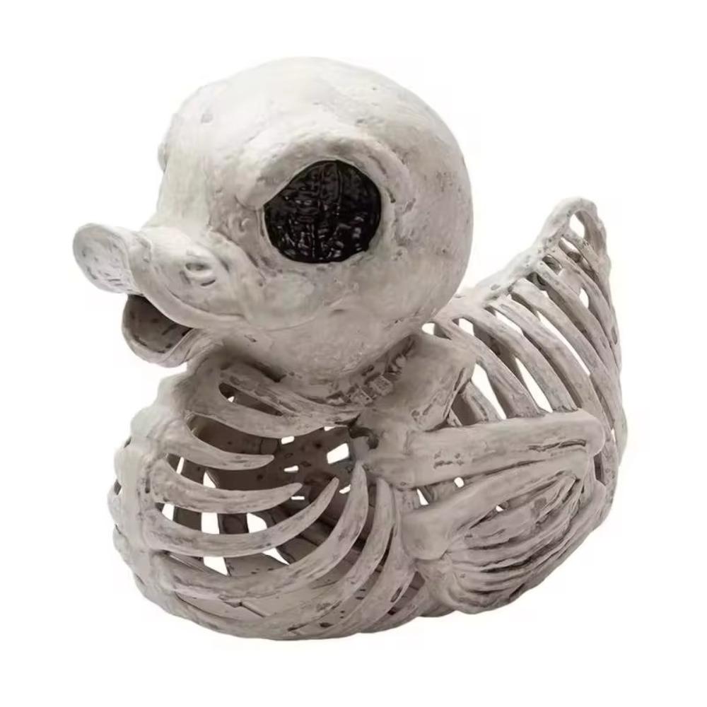 Resin Halloween Duck Skeleton Model Grotesque Halloween Desktop Decoration Skull-And-Duck Statue