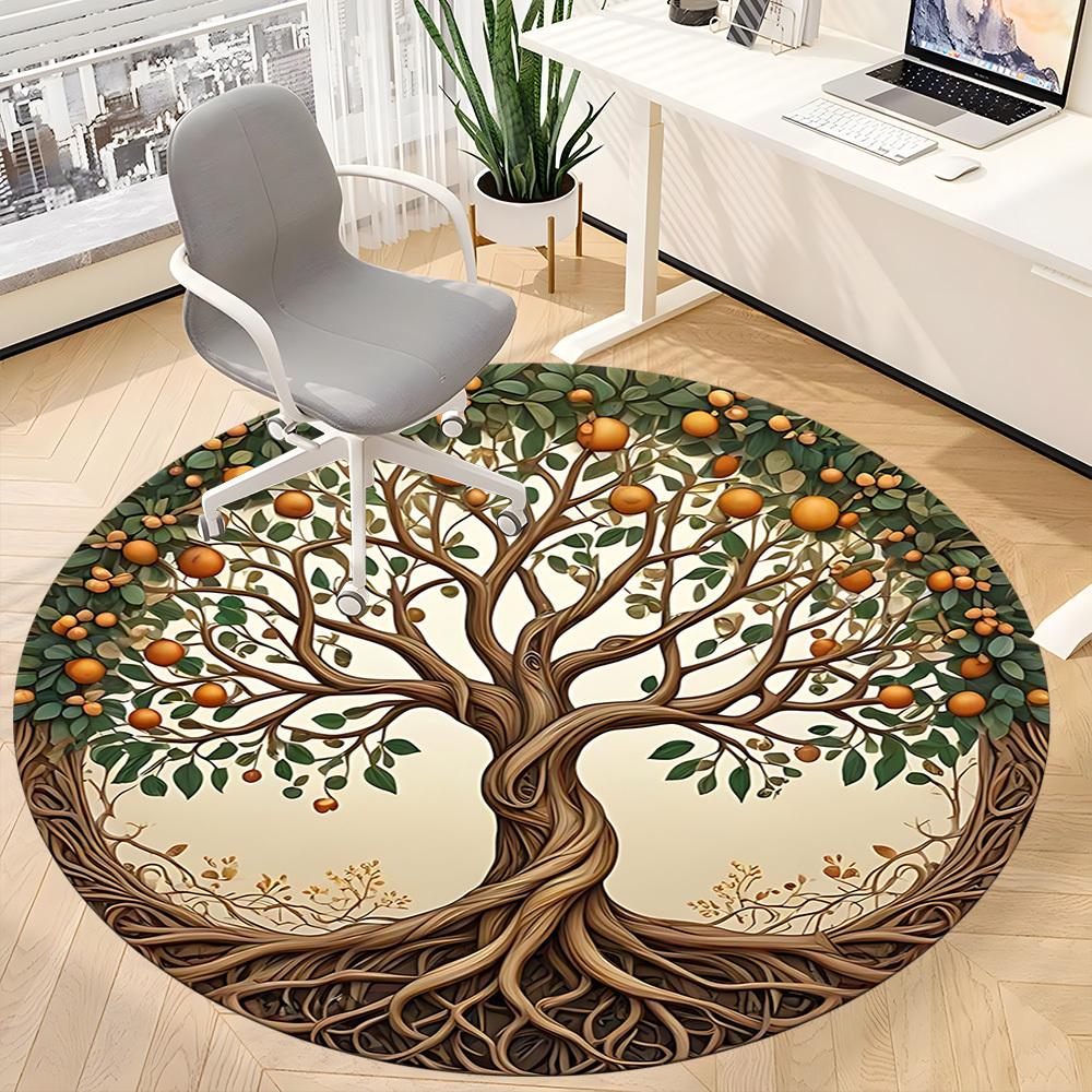 1pc Tree Life Office Round Area Rug, Under Office Chairs Bedroom Living Room Home Decor, Room Deco, Available in Various Sizes