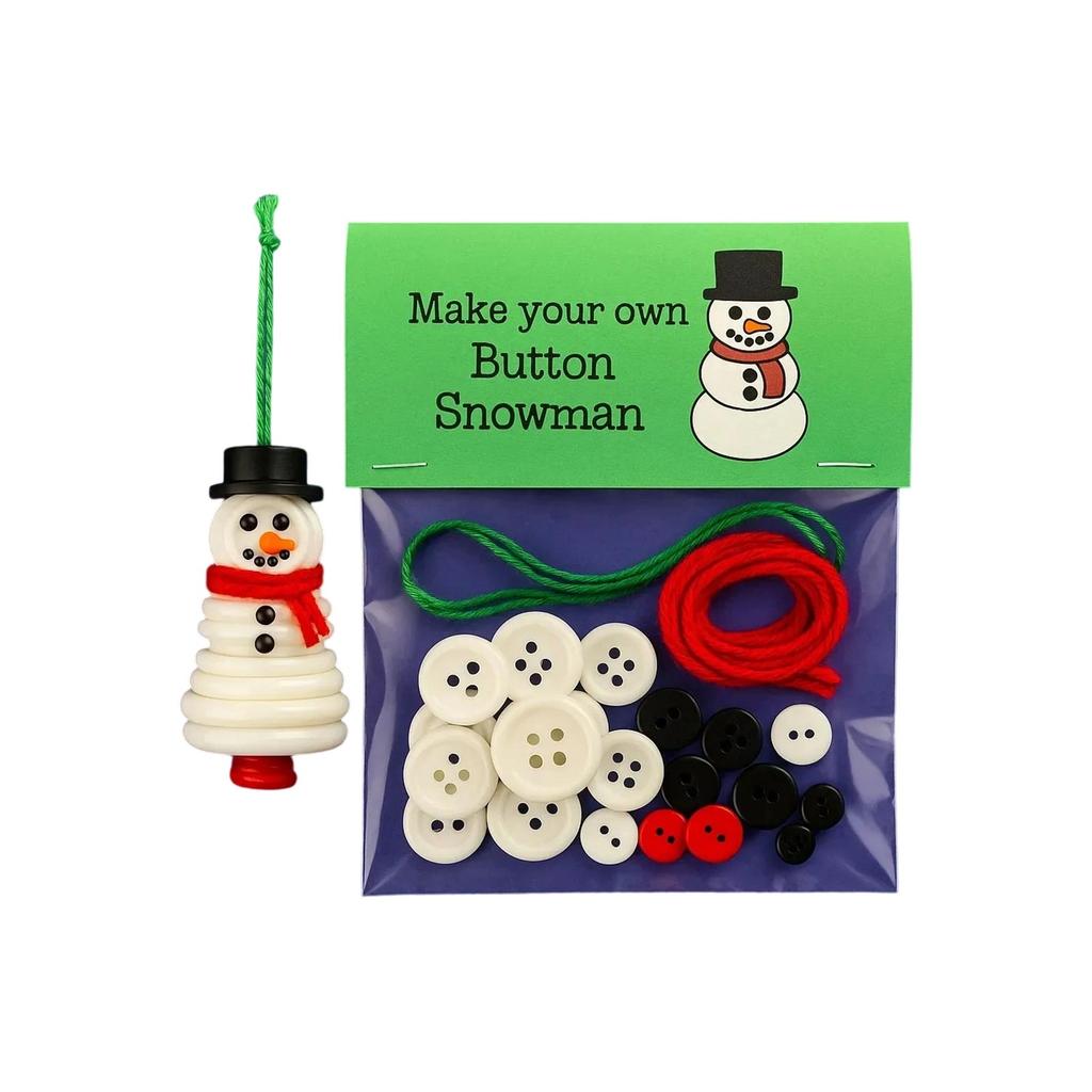Button Snowman Ornament Kit, Christmas Button Ornament Craft Kit, Make Your Own Snowman Ornaments, Holiday Tree Hanging Crafts For Family Activities