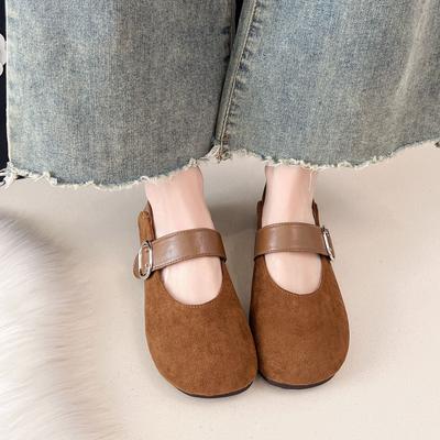 Корейская версия замшевых туфель с круглым носком, женские 2025, новая осень, ретро леопардовый принт, модные Мэри Джейн, маленькие кожаные туфли