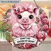 Wooden Classic Pig Decorative Sign "Don't Go Bacon My Heart", Wall Hanging Plaque, for Door, Wall, Home, Room, Farmhouse, Street, Shop, Garage, Bar