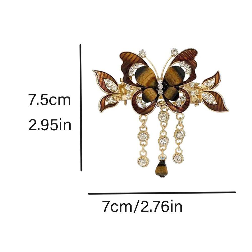 Zircon Rhinestone Butterfly Hair Clips Tassel Rhinestone Barrettes Crystal Small Hair Claw Wedding