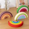 Children's Rainbow Arch Bridge Semicircular Building Block Wooden Rainbow Ornament Curved Plate Colorful Shape Rainbow People Stacked Music Toy