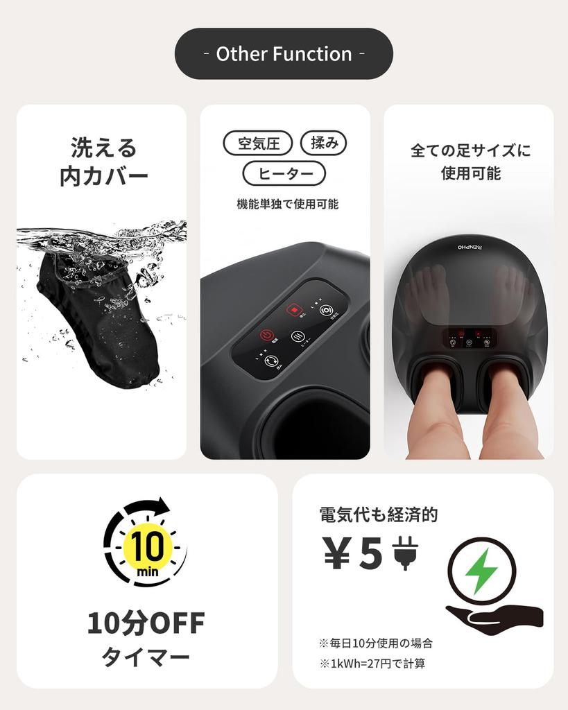 RENPHO 3D Foot Massager Foot Care Foot Sole Massage Machine 3 Levels of Massage 3 Levels of Air Equipped with Warming Air Shiatsu Managed Medical