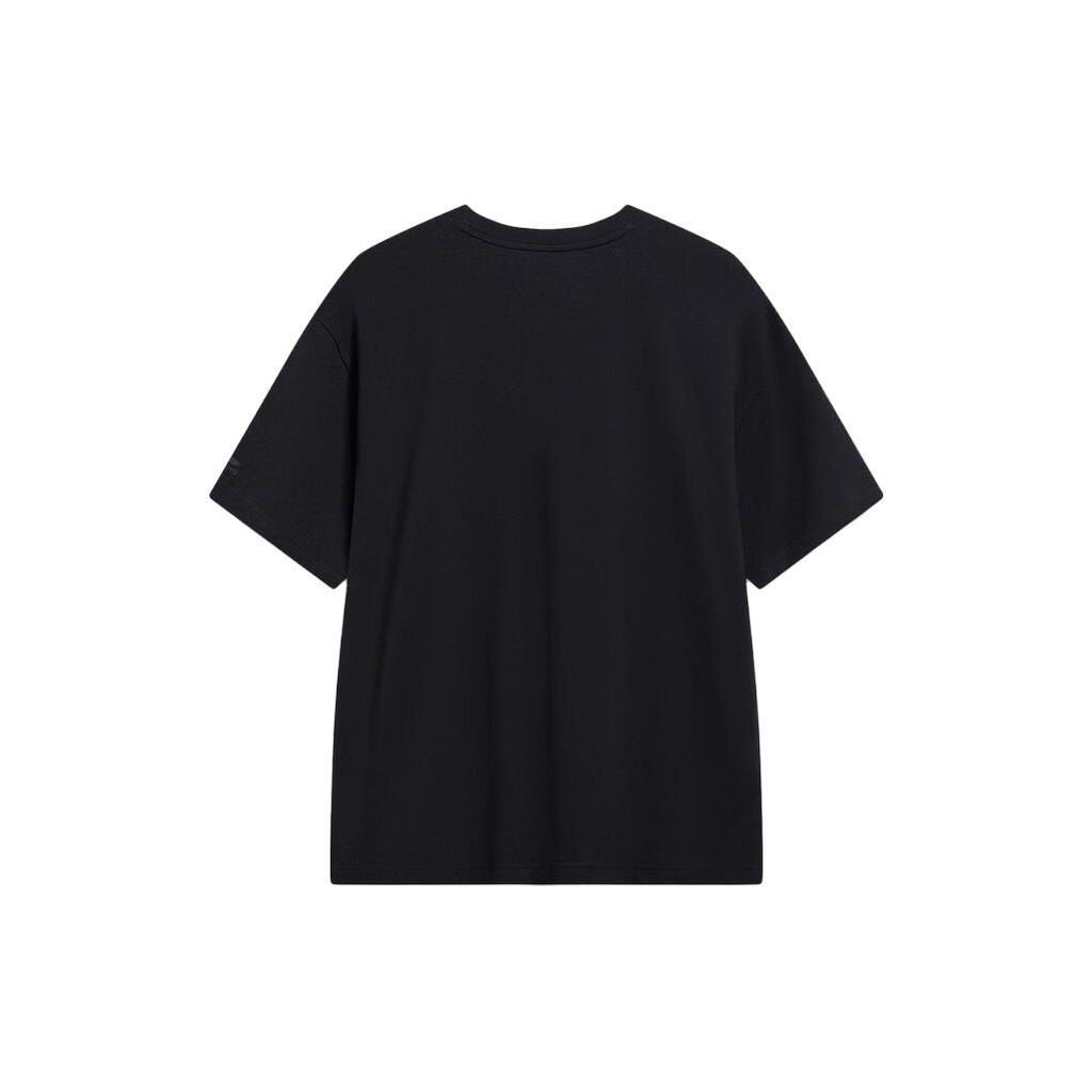 Li Ning Sports Lifestyle Series Letter Print Loose Round Neck Short Sleeve T-Shirt Unisex Tops Black AHSSF49-1