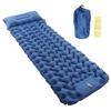 Camping Sleeping Pad Navy Blue Lightweight Moistureproof Inflatable Double Mattress With Storage
