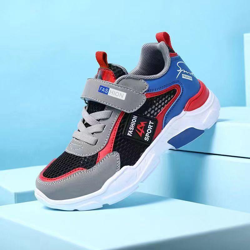Boys' Sports Shoes Spring and Autumn Children's Primary School Students' Shoes Waterproof Casual Soft-soled Shoes Leather Upper Medium and Large Runn