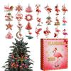 Flamingo Countdown Calendar 24-Day Count Down Calendar Ornaments Hangable Scene Props 2D Flat Acrylic Art New Year Hanging Decor