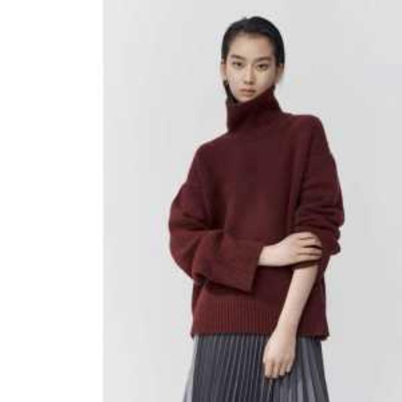Женский свитер с высоким воротом, осенне-зимняя верхняя одежда, новый свободный вязаный свитер, внутренний топ