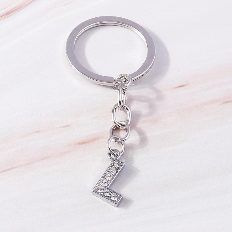 Fashion Charms 26 English Letters A-Z Alphabet Keychain Crystal Rhinestones Alloy Key Rings Gift for Handbag Jewelry DIY