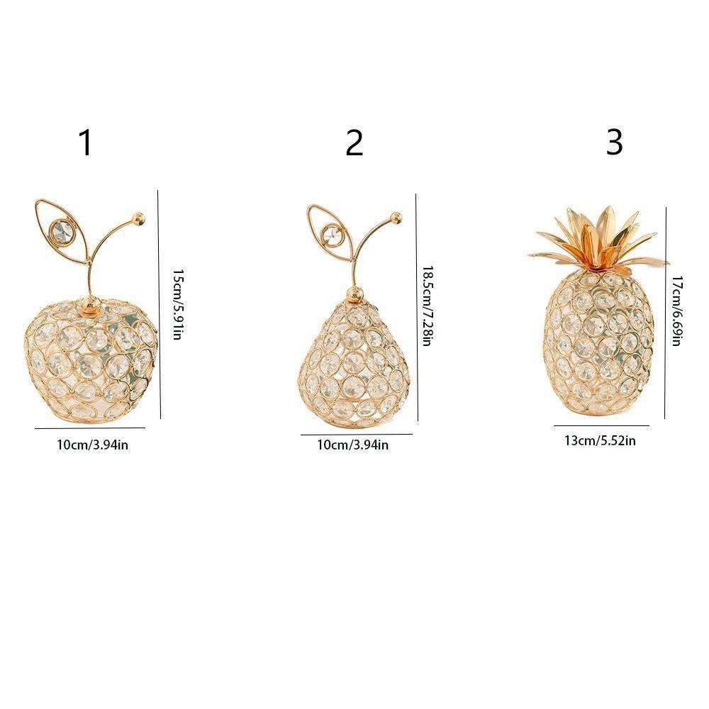 Metal Fruit Figurine Artificial Crystal Pear Ornament Gold Crystal Pear Ornament Living Room