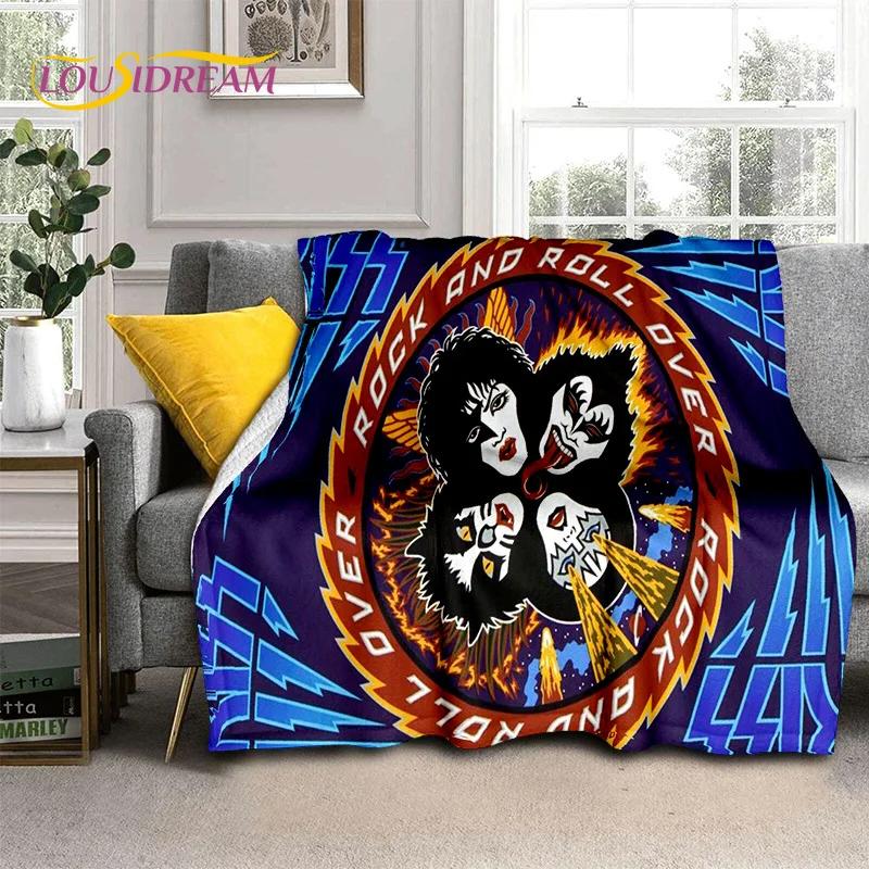 Персонализированное одеяло Kiss Rock Heavy Metal Band Gene Paul из мягкой фланели, Плед, Удобное одеяло для пикника, кровати, дивана, дома