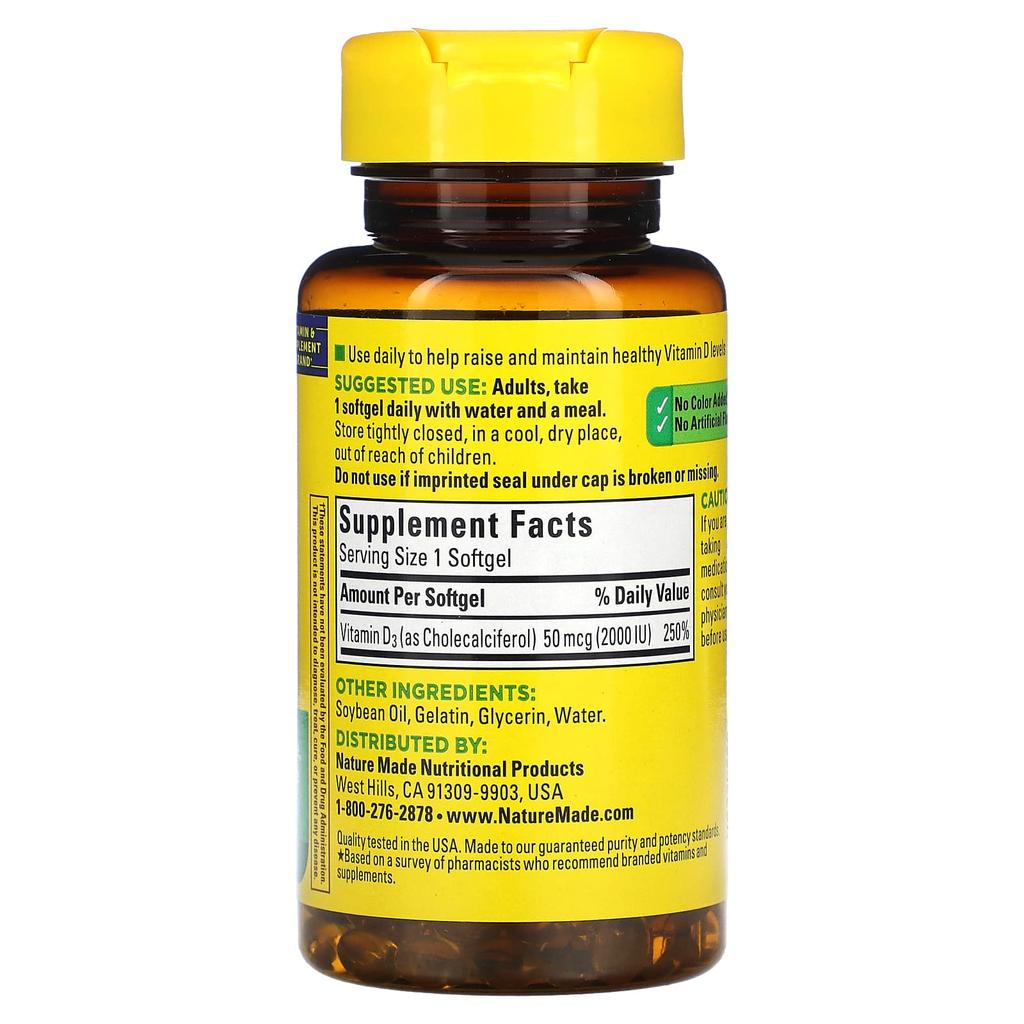 Vitamin D3, 2,000 Iu (50 Mcg), 90 Softgels