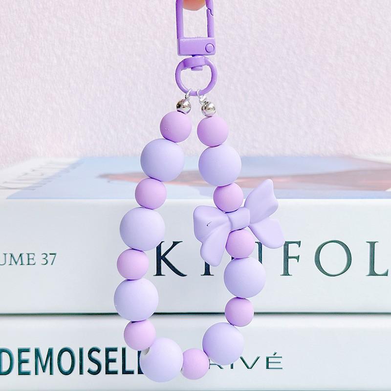 Брелок с розовым жемчужным бантом, цепочка для мобильного телефона, чехол для наушников, шнурок против потери, брелок для автомобиля, подвеска из бусин, аксессуар-подвеска для рюкзака