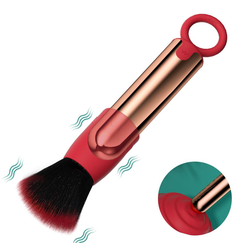 Новая секс-ручка для макияжа, вибратор с двумя головками, мягкая кисть-расческа, бобы, высокочастотная микровибрация, глубокая стимуляция, женская секс-игрушка