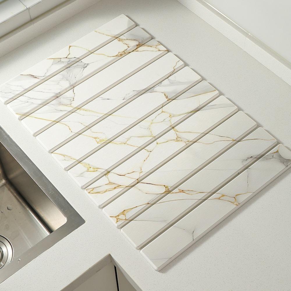 Foldable Dish Drainer Mat Absorbent Placemat Bathroom Rug Stone Dish Drying Mat Sink