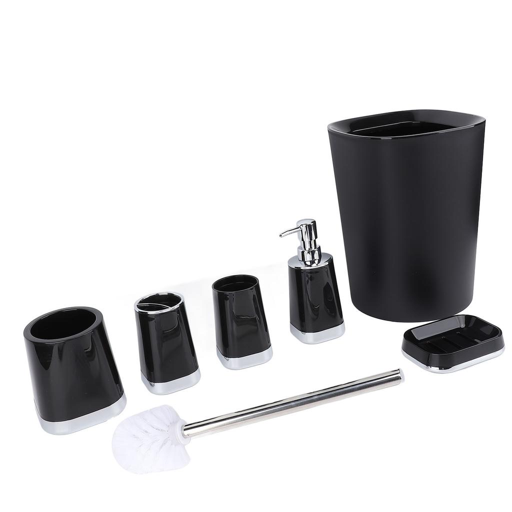 Bathroom Accessory Set PP Practical Trash Can Mouthwash Cup Toilet Brush Soap Dispenser for Home