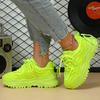 Модные универсальные кроссовки для бега на толстой подошве для пар, мужские и женские, флуоресцентные зеленые, нескользящие, унисекс, на шнуровке, повседневная спортивная обувь