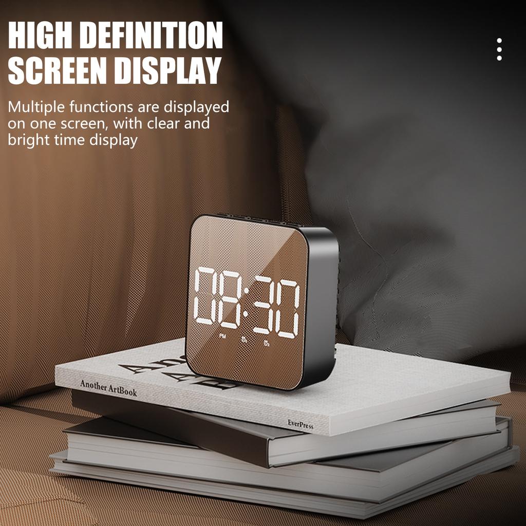 Модные светодиодные цифровые зеркальные часы с голосовым управлением, будильником, отображением времени и температуры для студентов, настольные часы