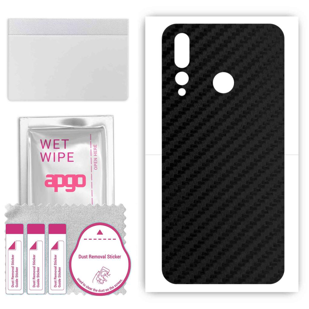 apgo Protective Skin Sticker for the Back Compatible with Huawei Nova 4, Wrap Film, Foil, Vinyl - Pattern Carbon Black