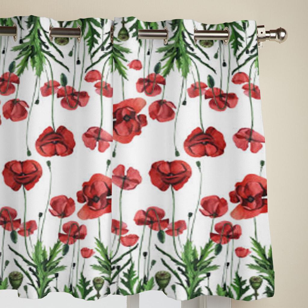 Современные оконные шторы с акварельным узором и дикими красными маками, роскошные модные шторы для гостиной, спальни, кухни, шторы