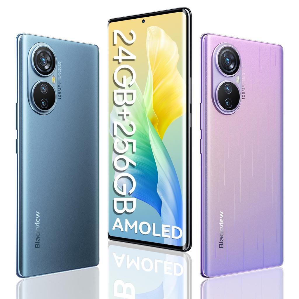 Blackview Смартфон A200 Pro, 24 ГБ ОЗУ, 256 ГБ ПЗУ, изогнутый экран AMOLED 120 Гц, камера 108 МП, мобильный телефон Helio G99 MTK, 66 Вт, Rapid PD, 5050 мАч